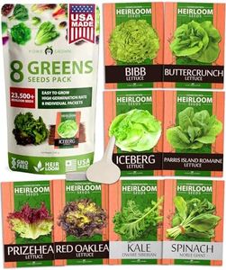 HOME GROWN 8 Lettuce & Salad Greens Seed Vault - 4,000+ Non-GMO Vegetable Seeds for Outdoors or Indoors - Seeds for Planting Hydroponic Garden