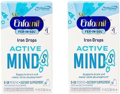 Enfamil Fer-In-Sol Iron Supplement Drops for Infants & Toddlers, Supports Brain Development, 50 mL Dropper Bottle, Pack of 2