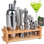 30pcs Mixology Bartender Kit with Stand, Secilla 25oz Bar Set Cocktail Shaker Set, Professional Bartending Kit Home Bar Tools Set Bar Accessories