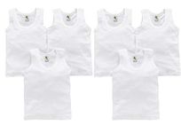 Cucumber Presents Unisex White Color Pure Cotton Vest for Baby Pack of 6 (18-24 Months, White)