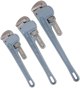 Tempest 3 Piece Pipe Wrench Set - 10", 14", 18" Professional Plumbing Tool Kit with Carbon Steel Jaw & Ductile Cast Iron Handle, Anti-Slip Teeth for Industrial, Automotive, and Home Repair