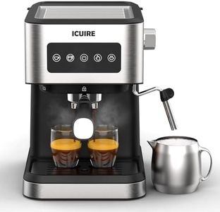 ICUIRE 20 Bar Espresso Machine, 1.5L Water Tank Coffee Maker Machine, Latte Machine with Milk Frother Steam Wand, Cappuccino/Macchiato Maker, Detachable Pallet, 1050W Rapid Heating, Stainless Steel