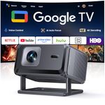 【Built-in Google TV】Smart 4K Projector for Home Cinema, Native 1080P Portable Short-Throw Projector with Apps, Auto Focus & 6D Keystone, WiFi 6 Bluetooth 5.3 Movies Projectors for Bedroom, Outdoor