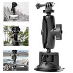 UNSTINCER Car Suction Cup Mount for Phone and Action Camera, Adjustable 360° Rotation Holder with Magic Arm, on Vehicle Dashboard Windscreen Window for GoPro Insta360 Akaso DJI Osmo