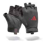 adidas Essential Training Gloves - Fingerless with Padded Grip, Ideal for Weightlifting, Pull Ups, Dumbbells & Rowing Machine, Gym Accessories for Workout, Fitness & Calisthenics (Red, Small)