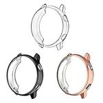 FINTIE Case Compatible with Samsung Galaxy Watch Active 40mm - [3 Pack] Premium Soft TPU Screen Protector All-Around Protective Bumper Shell Cover, Black&Clear&Rose Gold