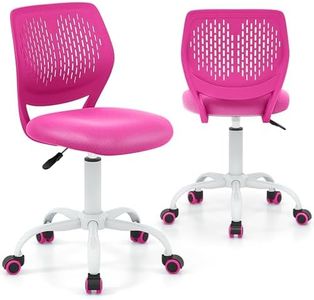 BABY JOY Kids Desk Chair, Adjustable Children Study Chair, Swivel Chair Armless Mesh Task Student Chair, Child Desk Chair with Adjustable Height & Lumbar Support Computer Chair (Rose)