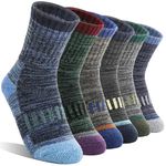 Kids Merino Wool Hiking Socks Boys Toddler Thermal Warm Thick Winter Cushioned Gifts Socks 6 Pairs Stocking Stuffers(Mixed,8-12 Years)