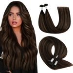 YoungSee U Tip Hair Extensions Human Hair Brown Balayage Utip Human Hair Extensions Dark Brown with Brown Balayage Pre Bonded Hair Extensions Real Human Hair Ombre 18 Inch 50s/50g