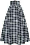 SCARLET DARKNESS Womens Plaid Skirts Elastic Waist Peasant Tartan Skirt Medieval Victotian Maxi Long Skirts Plus Size Dark Blue XXL