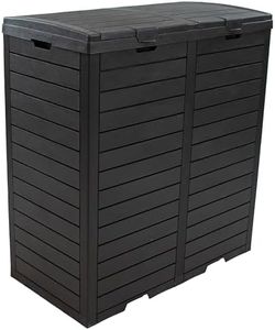 Sunnydaze 78-Gallon Double Patio Trash Can with Lid - Outdoor Garbage Can with Drip Trays - Weather-Resistant Resin - Black