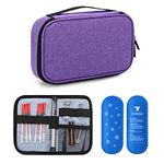 YARWO Insulin Cooler Travel Case for Kid and Adult, Diabetic Organizer with 2 Ice Packs for Insulin Pens and Other Diabetic Supplies, Purple