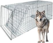 51.1"x17.4"x18.9" Large Foldable Humane Live Animal Trap Cage, Powder-Coated Alloy Steel Live Trap-Coyote Cage for Raccoon/Capybara/Bobcat/Fox/Dog/Armadillo/Opossum/Stray Cat/Rabbit-Zip Ties