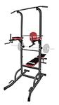 HAKENO Multifunction Power Tower with Bench Pull Up Bar Dip Station for Home Gym Squat Rack Adjustable Workout Strength Training Home Fitness Equipment 440LB