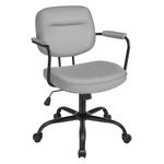 SONGMICS Desk Chair, Swivel Chair, Synthetic Leather Office Chair, Ergonomic Design, Individual Armrest Structure, Tilt Function, Adjustable Height, Bedroom, Home Office, Dove Grey OBG033G02