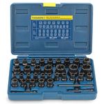 Bolt Extractor Kit,35PCS Nut Extractor Socket Set,Impact Bolt & Nut Remover,Easy Out Bolt Removal Tool for Removing Damaged, Frozen, Rusted, Rounded-Off Bolts, Nuts & Screws