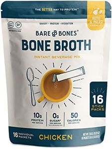 Bare Bones Bone Broth Instant Powdered Beverage Mix, Chicken, Pack of 16, 15g Sticks, 10g Protein, Keto & Paleo Friendly