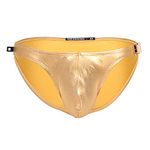 Andrew Christian Unleashed Golden Buckle Bikini, Gold, X-Small