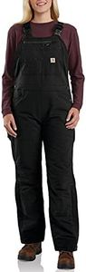 Carhartt Women's Super Dux Relaxed Fit Insulated Bib Bottoms and Overalls, Black, Small US