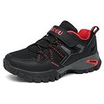 Boys Trainers Kids Running Shoes Breathable Lightweight Sport Sneakers for School Walking Hiking Trekking Outdoor, 3 UK, Black