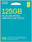 EE Pay As You Go SIM Card UK PREPAID PAYG £30 Bundle - 125GB DATA + Unltd Texts & Mins