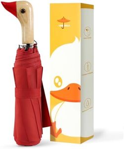 LEAGERA Compact Umbrellas for Rain&Sun, Travel Umbrella Cute Duck Head Handle Design for Girls Gifts, Steady 8 Ribs Folding Umbrella Lightweight and Small,Red