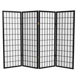 Oriental Furniture Four Foot Feet, 4-Feet Window Pane Japanese Shoji Privacy Screen Room Divider, 4 Panel Black