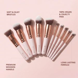 Kabuki 10-Piece Makeup Brush Set – Soft Synthetic Bristles