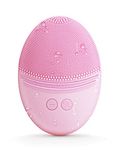 EZBASICS Sonic Facial Cleansing Brush Made with Ultra Hygienic Soft Silicone, Waterproof Sonic Vibrating Face Brush for Deep Cleansing, Gentle Exfoliating and Massaging, Inductive Charging Pink