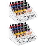 2 Pack Nail Polish Organizer 84 Bottles of 7 Layers Sunglass Organizer Acrylic Display Rack Eyeglasses Storage Essential Oils Holder Makeup Organizer No Tool Needed Assembly, Clear