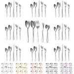 Evanda Cutlery Set 45 Piece Service for 8, Stainless Steel Silverware Set, Include Knife Fork Spoon Set and Serving Set, Great for Home and Restauroom, Dishwasher Safe