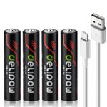 AXFEE 1500mWh Lithium AAA Rechargeable Batteries, 4PCS 1.5V High Capacity Rechargeable Battery with 2PCS 2 in 1 USB Charging Cable, Fast Charge, 1500 Cycles, Li-ion AAA Batteries, with Storage Box