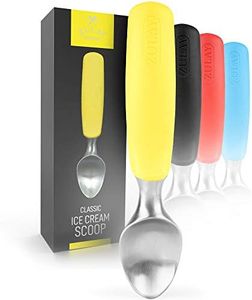 Zulay Heavy Duty Ice Cream Scoop - Stainless Steel Ice Cream Scooper With Non-Slip Rubber Grip - Durable Ice Cream Spade - Anti-Thaw Icecream Scoup For Frozen Ice Cream & Gelato (Yellow)