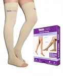 Vein Care Compression Stockings Above Knee for Varicose Veins, Cotton, 21-32 mmHg, Class 2 Compression, Pair (S)