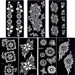 glaryyears 7 Sheets Flower Pendant Henna Tattoo Stencil Temporary Hollow DIY Drawing Body Makeup