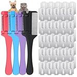 4 Pcs Razor Comb for Dogs Cats with 40 Pcs Extra Blades Pet Razor Comb 2 in 1 Trimming&Grooming, Dog Cat Brush that Cuts Hair, Hair Cutter Comb for Dog Cat, Pet Hair Trimmer Grooming Comb for Dog Cat