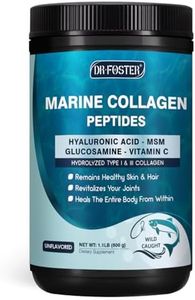 DRFOSTER Marine Collagen Peptides Powder with MSM + GC, Multi Type I & III Collagen with Hyaluronic Acid, Vitamin C & E for Skin, Hair & Nails, Wild-Caught Fish, 50 Servings
