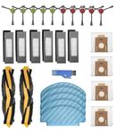 Replacement Parts for Vacuum Ecovacs DEEBOT OZMO 920 950 T8 AIVI Max T9 T5 N5 N7 N8+ N8 Pro DX55 DX93 DJ65, 2 Main Roller Brush, 6 HEPA Filters, 10 Side Brushes, 5 Mop Cloths, 4 Dust Bag