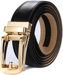 Tonywell Mens Leather Belt 30mm Wide Ratchet Belt with Automatic Buckle Size Adjustable … (Black Belt & Gold Buckle)