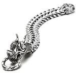 COOLSTEELANDBEYOND Mens Large Stainless Steel Dragon Curb Chain Bracelet, 8.5 Inches Long, Biker Masculine(CA)