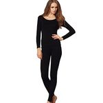 Liang Rou Women's Crewneck Ultra-Thin Long Johns Underwear Set Black S