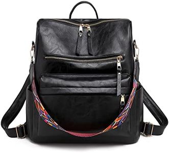 Wishliker Mochila Mujer Impermeable Antirrobo Cuero,Negro