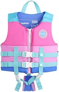 Gogokids Toddler Swim Vest, Kids Floaties for Boys Girls 20-30-40-50-60-70 pounds, Float Jacket with Adjustable Safety Strap, Pool Floation Swimwear for Children, Age 1-9 Years, Pink, S