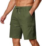 COOFANDY Men's Cargo Shorts Elastic Waist Relaxed Fit Cotton Casual Outdoor Lightweight Work Shorts with Multi Pockets