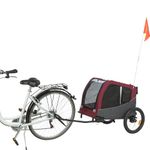 TRIXIE Dog Bike Trailer – safe pet transport – foldable – grey and red – Size M: 63 × 68 × 75/137 cm