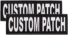 Dogline Custom Patch with Glitter Letters for Dog Vest Harness or Collar Customizable Bling Text Personalized Patches with Hook Backing Name Agility Service Dog ESA 2 Patches Z White Text