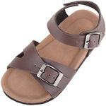 ABSOLUTE FOOTWEAR Childrens Kids Boys Easy Buckle Up Summer Holiday Beach Sandals - Brown - UK Infant 5