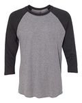 Next Level Tri-Blend 3/4 Raglan Tee, Vintage Black Heather, Large