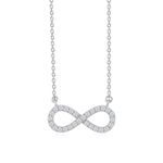 Ornate Jewels 925 Silver Round AAA Grade American Diamond Infinity Necklace with 18 Inch Chain for Women and Girls Jewellery Gifts