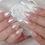 Upgrade Glassy Pearl Nail Powder - GJNL High Gloss White Pearlescent Chrome Powder, Glazed Donut Clear Moonlight Effect Iridescent Powder for Nails